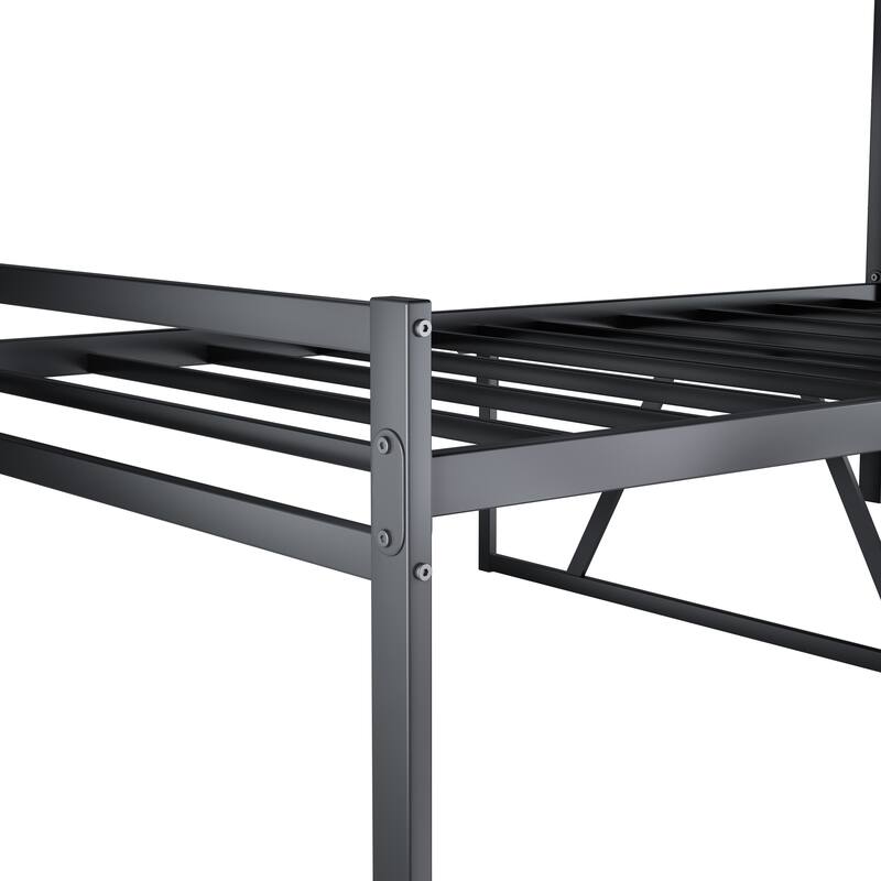 Sturdy Metal Platform Bed Frame with Headboard, No Box Spring Needed, Modern Minimalist Design