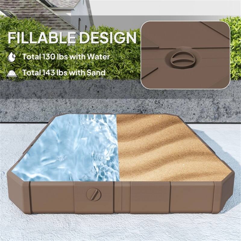 HDPE and Metal Offset Umbrella Base Sand or Water Fillable Heavy Duty for 2.4 Inch Poles Outdoor Patio Parasol Stand