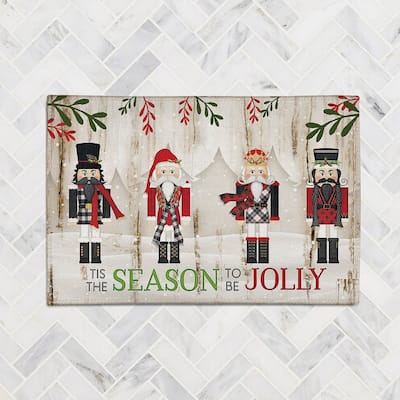 Laural Home Nutcracker Christmas Chenille Accent Rug