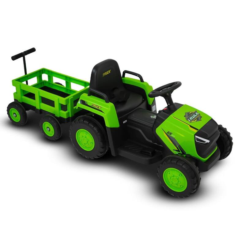 12V Electric Toddlers Ride on Tractor Toy with Detachable Garden Cart for Kids Best Gifts - Green