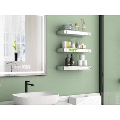Set of 3 Mirrored Glass Floating Shelves