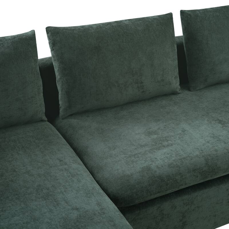Chenille Upholstered Cloud Sofa L-Shaped Couch with Chaise Lounge & Storage