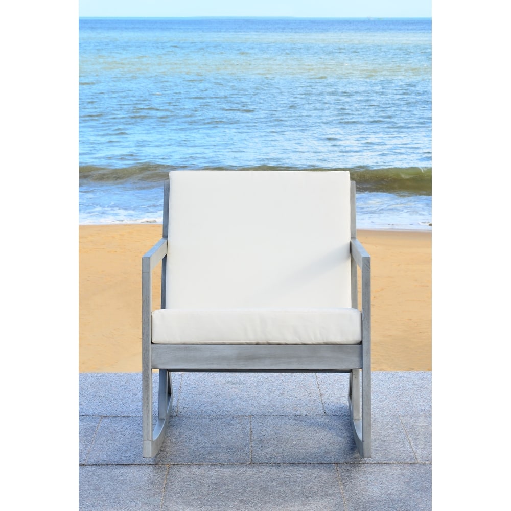 SAFAVIEH Outdoor Makaila Rocking Chair with Cushion - 26W x 31D x 38H