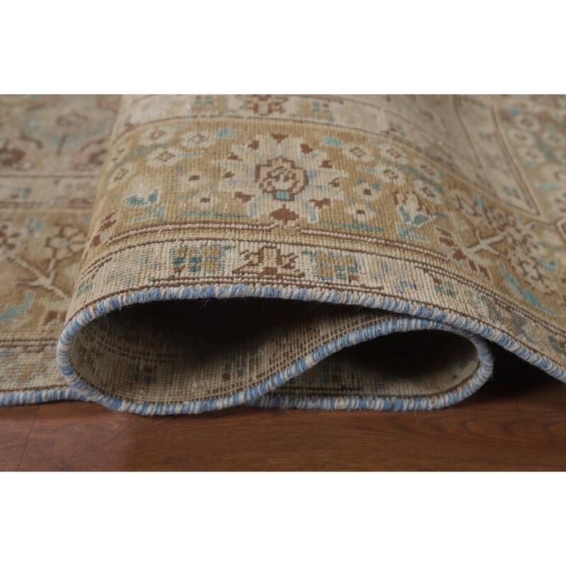 Hand Knotted Oriental 100% Wool Carpet Traditional Medallion Yellow & Gold Tabriz Area Rug - 9' 9'' X 6' 7''