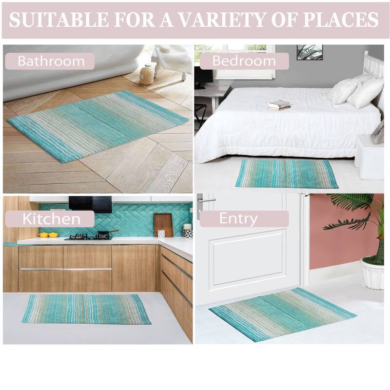 Gradiation Rug Collection 100% Cotton Non-Slip Bathroom Rug Set, Machine Washable Bath Rug, 5 Piece Bath Mat Set with Contour