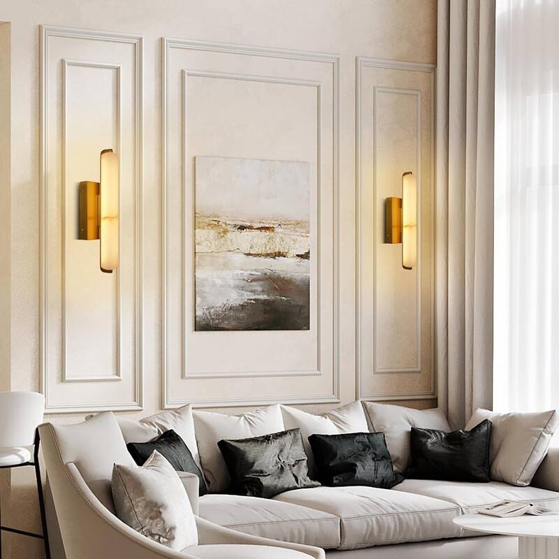 KAYLA Alabaster Wall Sconce, 19" Natural Marble Wall Sconce