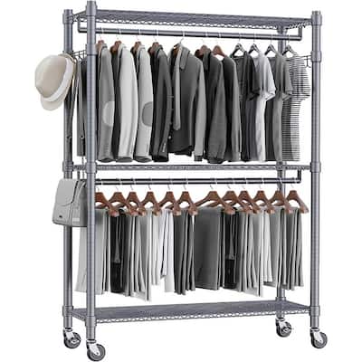 3 Shelves Wire Shelving Clothing Rolling Rack