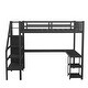 preview thumbnail 7 of 12, Black Full Size Metal Loft Bed with Wardrobe and LED Light