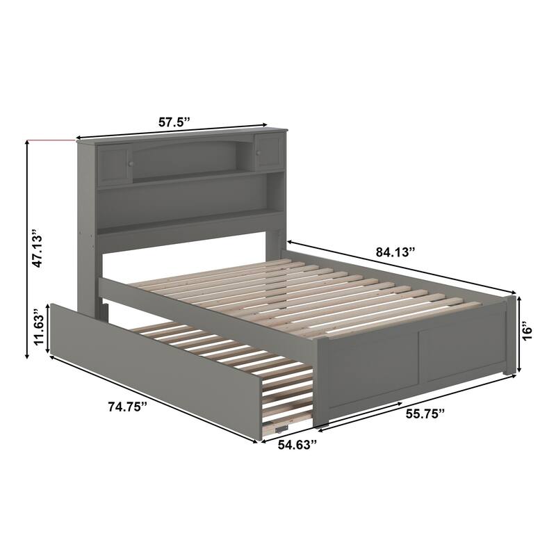 AFI Newport Full Size Platform Bed with Footboard & Full Trundle