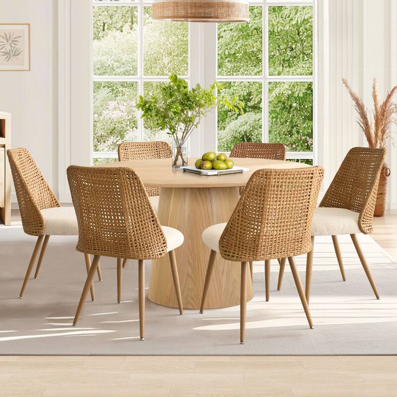 19.5" Seat Height Rattan Back Dining Chair (Set of 6)
