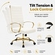 preview thumbnail 31 of 98, Benmar Ribbed Leather Executive High Back Office Chair with Gold Frame, Swivel, Tilt, Lumbar Support