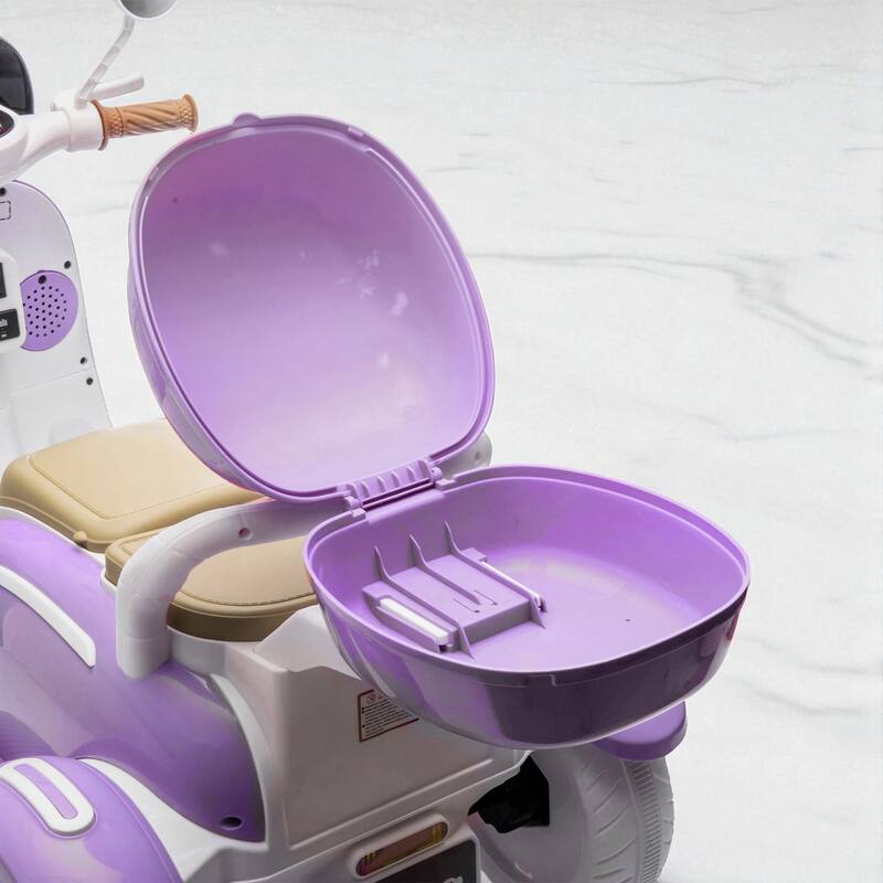 12V Dual Motor Kids Ride-On Motorcycle, Two-Seater with LED Headlights, Bluetooth & Oversized Trunk, Ages 3-6