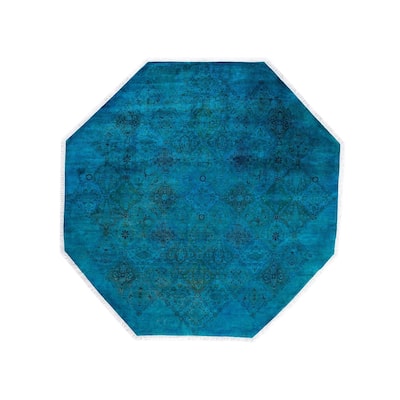 Fine Vibrance One-of-a-Kind Hand-Knotted Area Rug - Blue, 7' 1" x 7' 1" - 7' 1" x 7' 1"