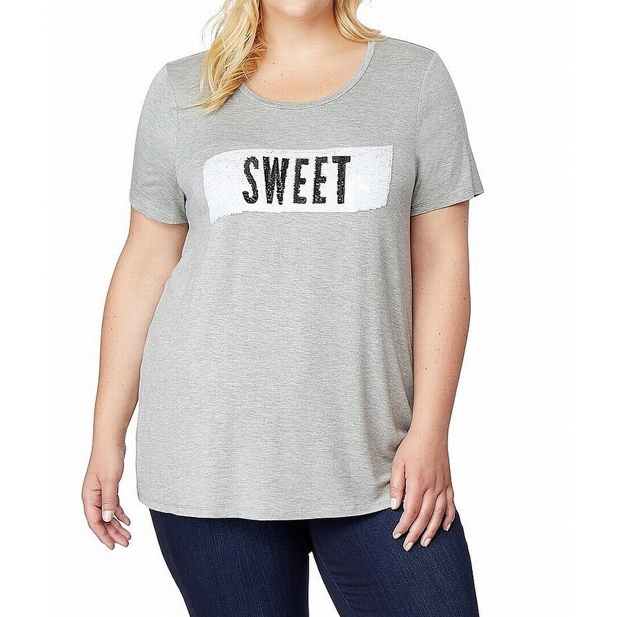 Shop Rebel Wilson X Angels Gray Womens Size 2x Plus Sequin Graphic Top Overstock 28552903