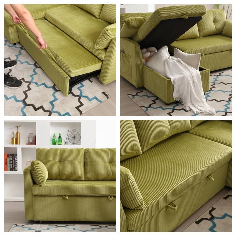 L Shaped Modular Sectional Sofa w/ Reversible Chaise and Storage Seat