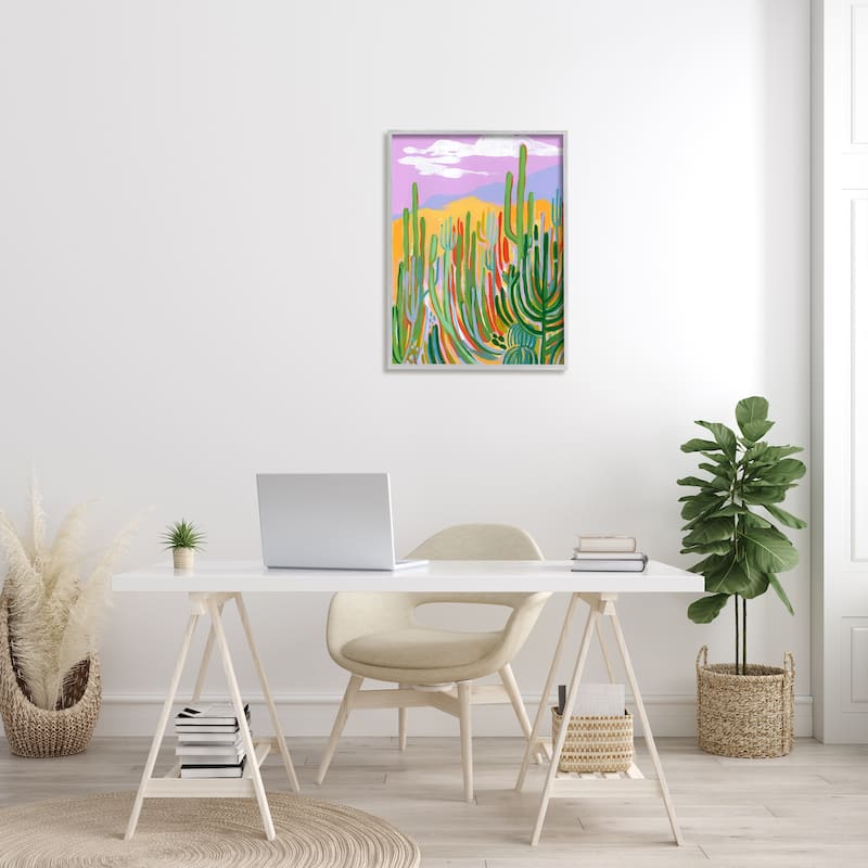 Stupell Modern Desert Scenery Cactus Plants Framed Giclee Texturized Wall Art, Design By Laura Marr