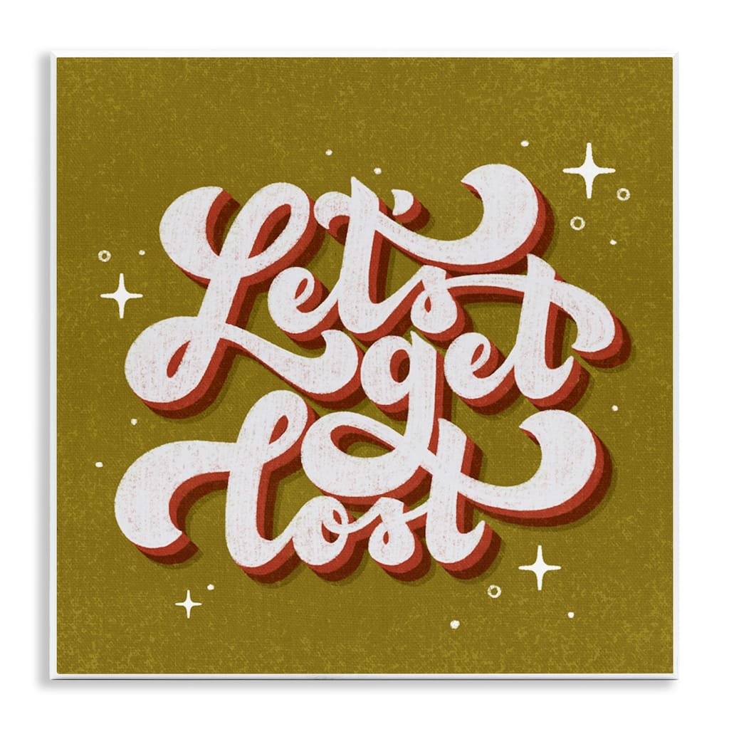 Stupell Let's Get Lost Retro Lettering Wall Plaque Art Design By Sarah Hickman