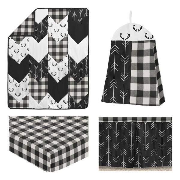 Black And White Buffalo Plaid Boy 4pc Nursery Crib Bedding Set Woodland Rustic Country Farmhouse Check Deer Lumberjack Arrow Overstock 31625839
