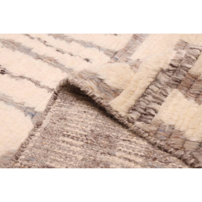 ECARPETGALLERY Hand-knotted Looma Cream, Grey Wool Rug - 8'3 x 10'0