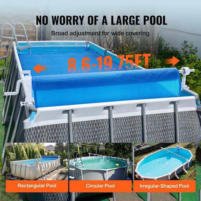 Aluminum Pool Cover Reel for Above Ground Pools 3 to 20 ft Wide - 256.30 x 6.69 x 14.17 inch