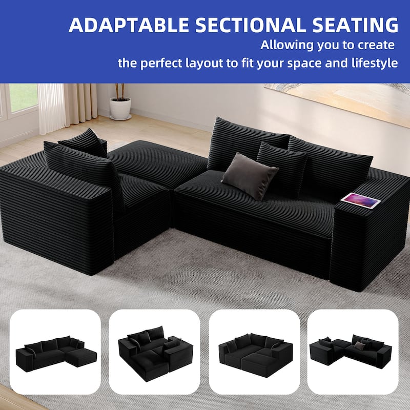 Moasis L Shaped Cloud Upholstered Couches Sectional Sofa with Deep Seat for Living Room or Bedroom