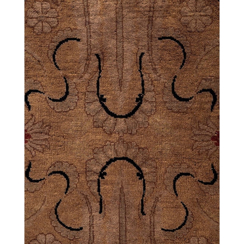 Overton Hand Knotted Wool Vintage Inspired Modern Contemporary Overdyed Brown Area Rug - 8' 2" x 10' 4"
