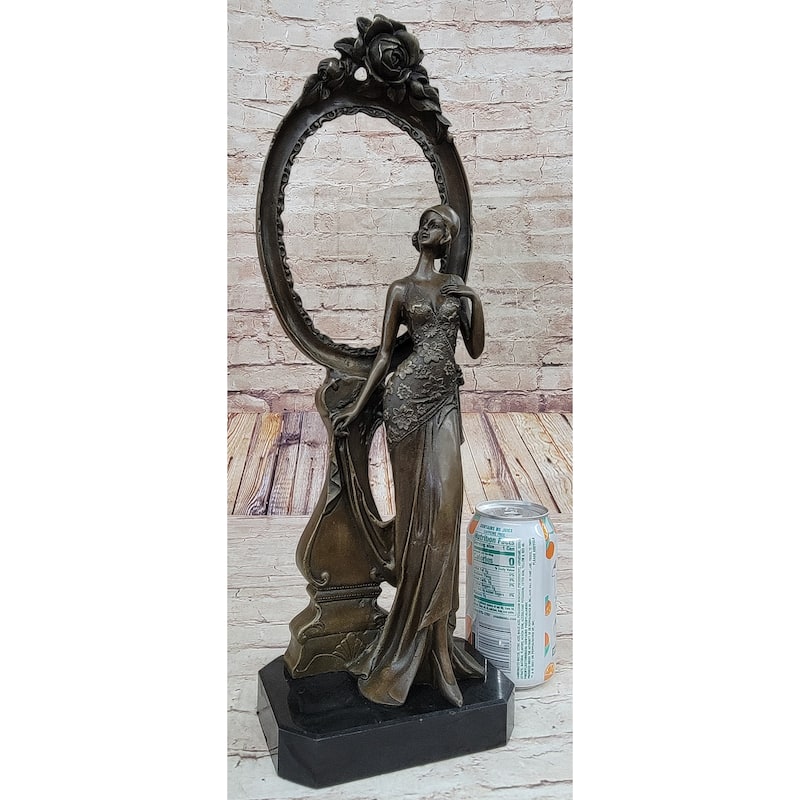 Signed Original Milo 1940 Woman Real Bronze Picture Frame Sculpture