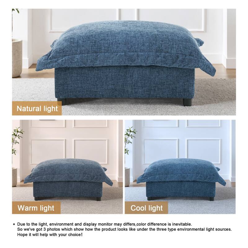 Modern Chenille Cloud Accent Ottoman
