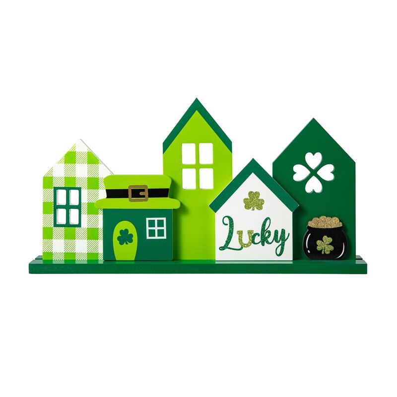Glitzhome 16"L St. Patrick's Wooden Shamrocks Table decor