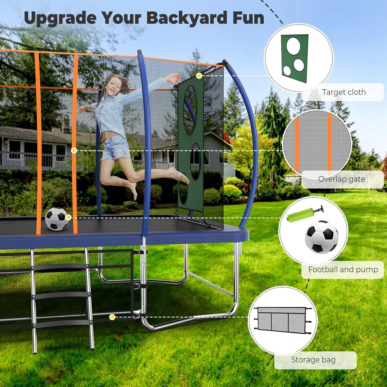 8x14 Ft Rectangle Trampoline for Kids and Adults Outdoor Trampoline with Stakes On Sale Bed Bath Beyond 40418513