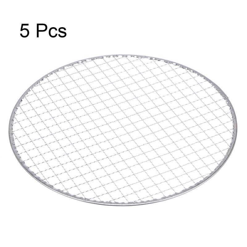 5pcs Round BBQ Grill Net 11.6" Dia Galvanized Iron Barbecue Mesh Mat for Baking