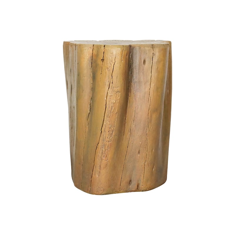 Outdoor End Table Faux Wood, 17.9in Wood Stump Stool, Deck or Garden