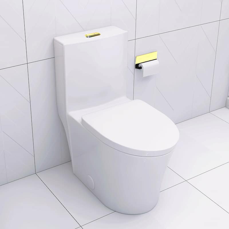 Elongated One Piece Toilet White - White