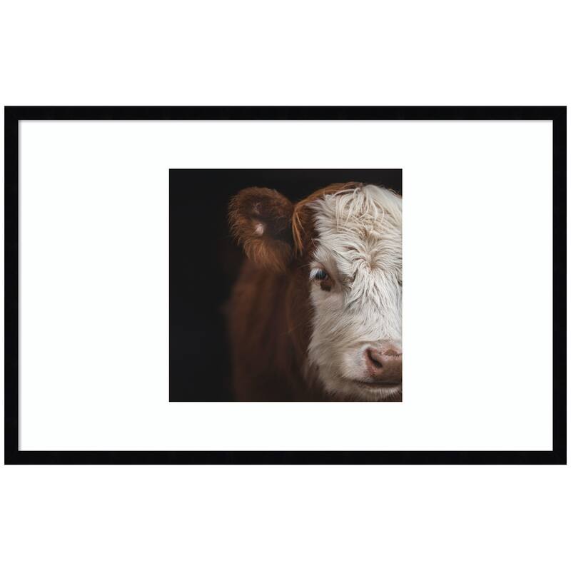 Kate and Laurel Cow Close by Emiko and Mark Franzen F2 Images Framed Wall Art Print - 33 x 21 - Black