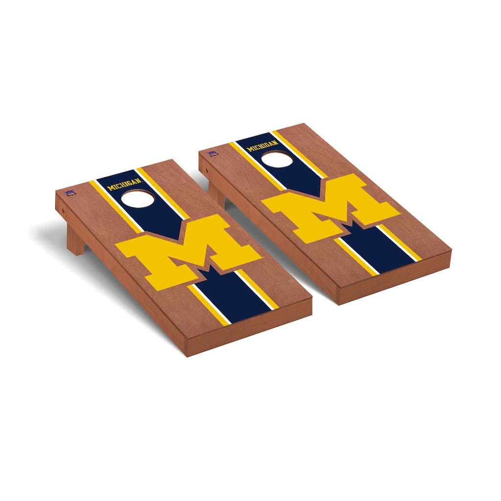 Michigan Wolverines Rosewood Cornhole Board Set