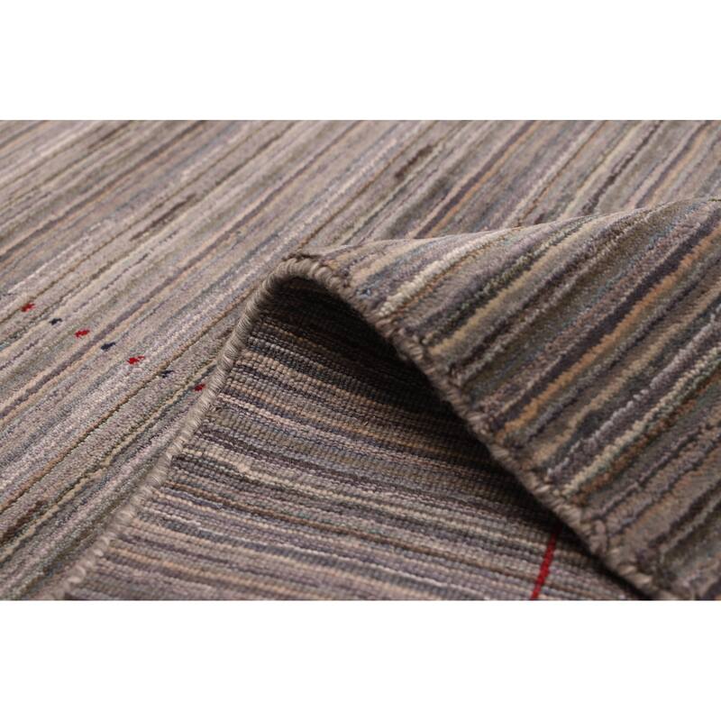 ECARPETGALLERY Hand Loomed Kashkuli Gabbeh Grey Wool Rug - 5'0 x 7'10