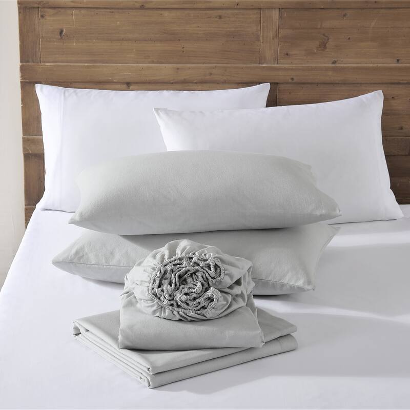 Eddie Bauer Cotton Flannel-Solids-Deep Pocket- Sheet & Pillowcase Set