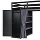 preview thumbnail 11 of 64, Wood Full Size Loft Bed with Blackout Curtains and RGB Lights, Gaming Loft Bed with Desk & Shelves