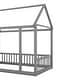 preview thumbnail 13 of 11, Gray Twin Size Pine Wood Floor Bed with House Roof Frame and Safety Guardrails