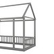 preview thumbnail 13 of 11, Gray Twin Size Pine Wood Floor Wooden Bed with House Roof Frame and Safety Guardrails