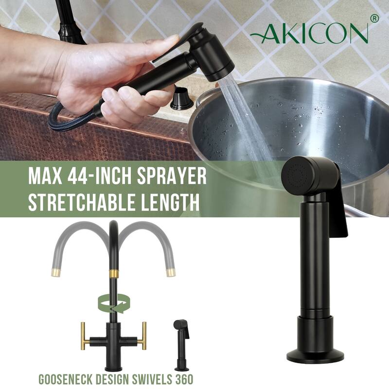 Two-Handles Kitchen Faucet with Side Spray