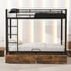 preview thumbnail 1 of 11, Black Metal Twin Bunk Bed with Drawers, Ladder and Guardrails Black - Twin