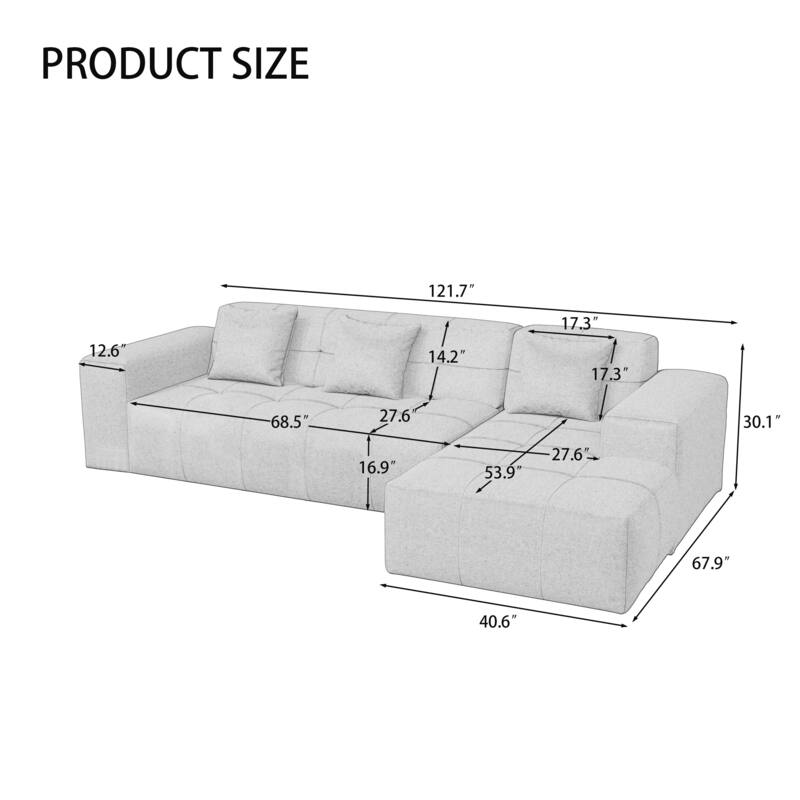 Outdoor Upholstered Chaise Modular Sectional Sofa Set