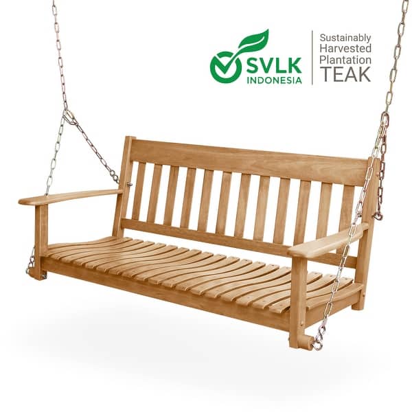 slide 2 of 30, Cambridge Casual Alston Traditional Mahogany Wood Porch Swing