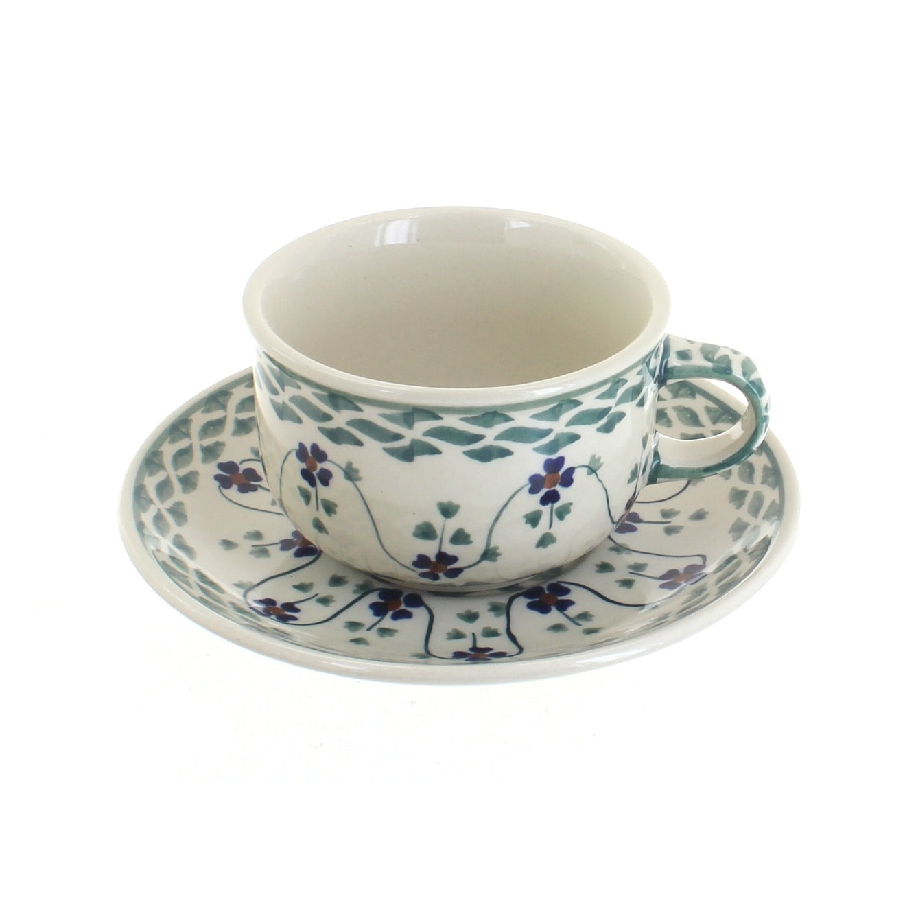 Blue Rose Polish Pottery F079 Manufaktura Cup & Saucer