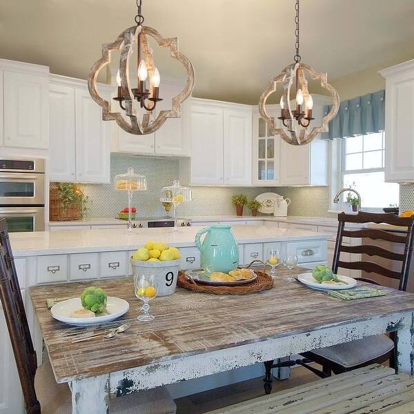 Shop Farmhouse 3 Lights Chandelier With Lantern Pendant For Dining Room Overstock 29187511