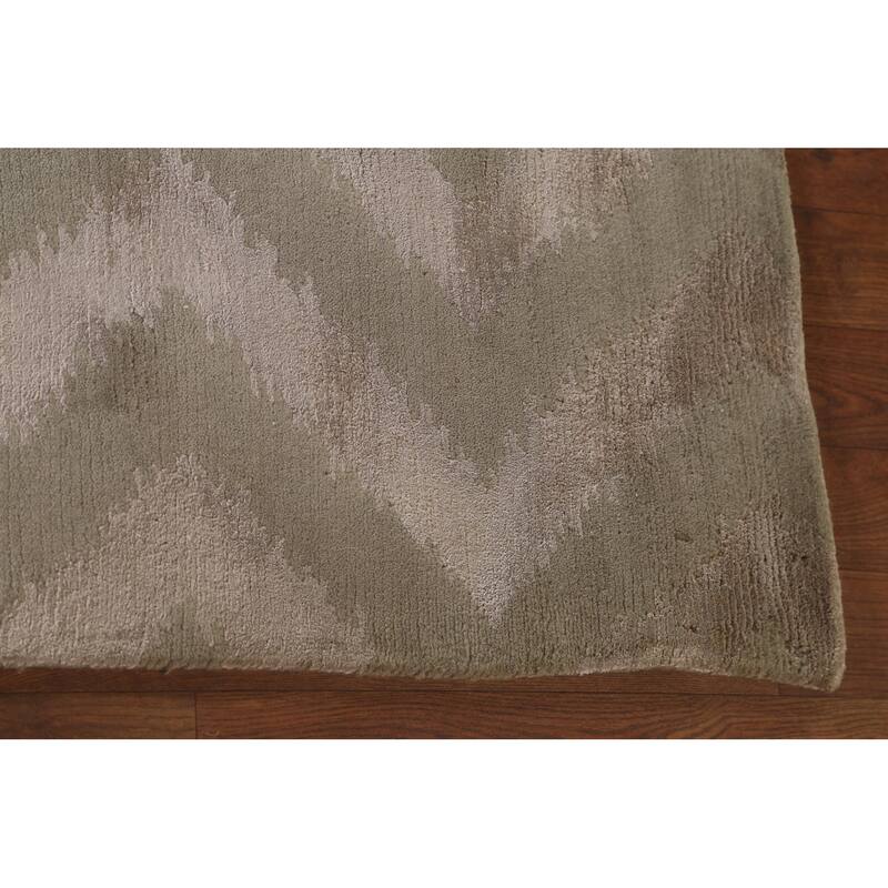 Chevron Style Nepalese Oriental Area Rug Handmade Wool Carpet - 8'0" x 9'7"