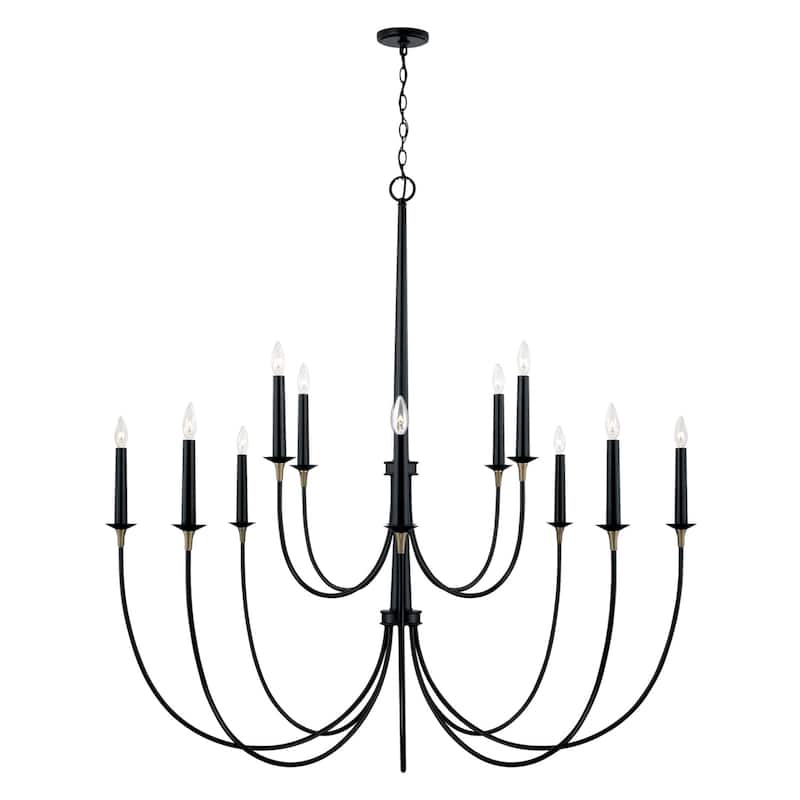 Amara 12-light Matte Black/ Brass Grand Chandelier