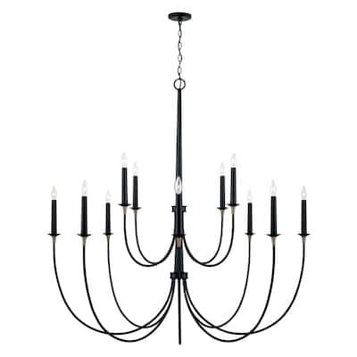 Amara 12-light Matte Black/ Brass Grand Chandelier