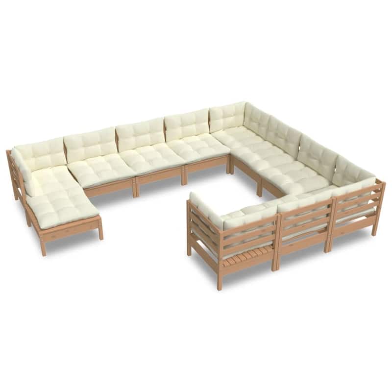 vidaXL 12 Piece Patio Lounge Set with Cushions multi colors Pinewood - 25" x 25" x 24.6"